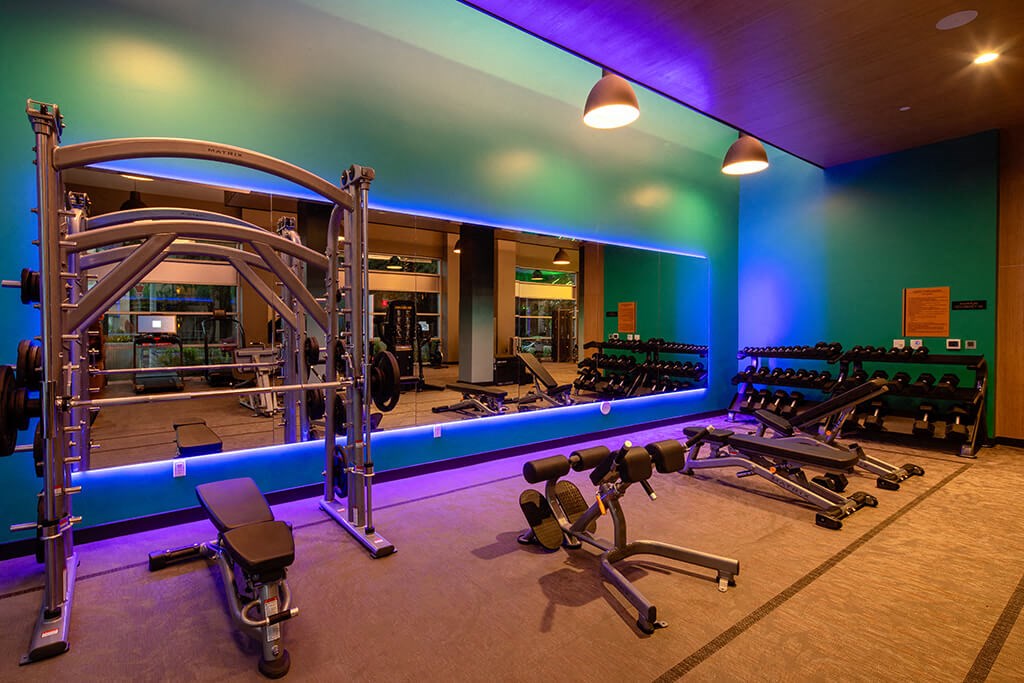 Fitness Empower Mirror with Lights at Chroma Apartment Homes in Canoga Park CA
