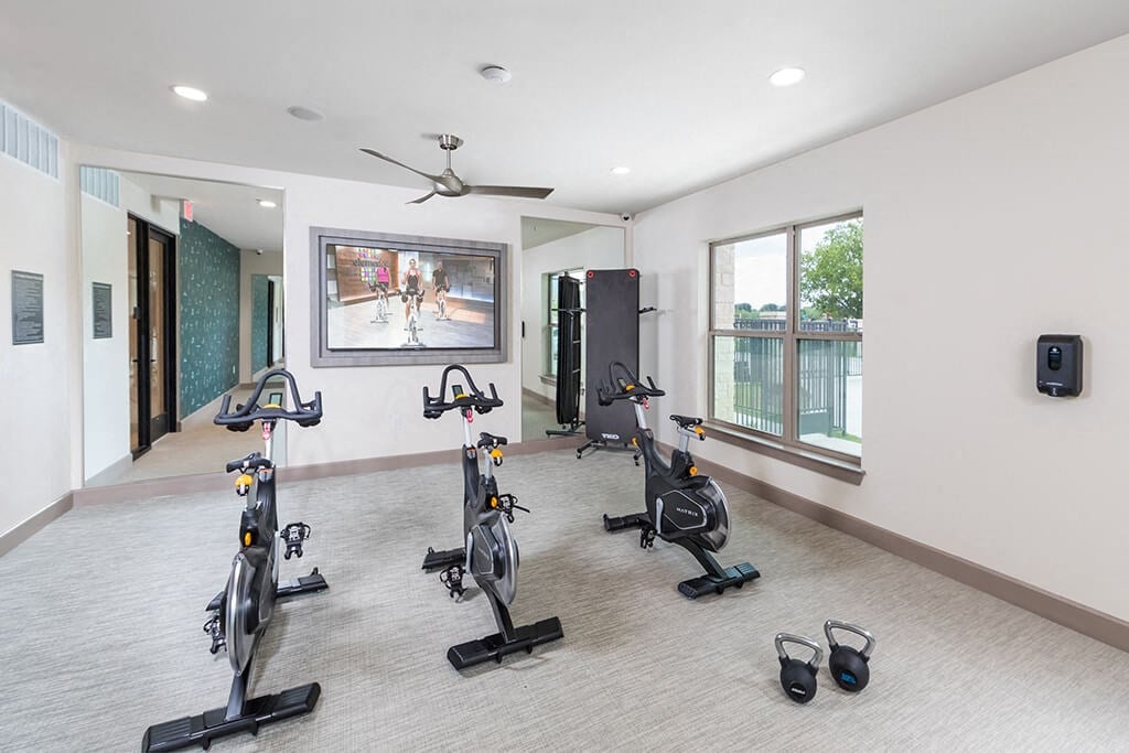 Fitness studio at 1900 Parmer Apartments in Austin TX