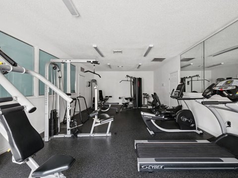 Fitness center cardio at Forest Creek Apartments in Houston TX