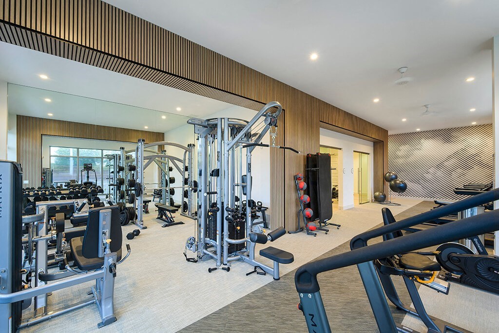 Fitness center at at Treo Apartments in Fort Lauderdale FL