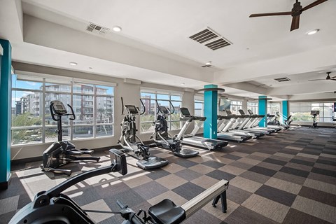 Fitness center cardio at District at Scottsdale Apartments in Scottsdale AZ