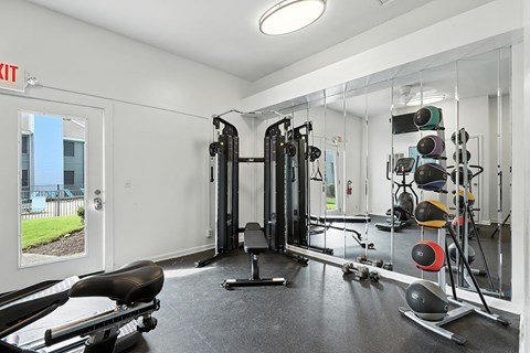 Fitness center with view at Newport Apartment Homes in Nashville TN