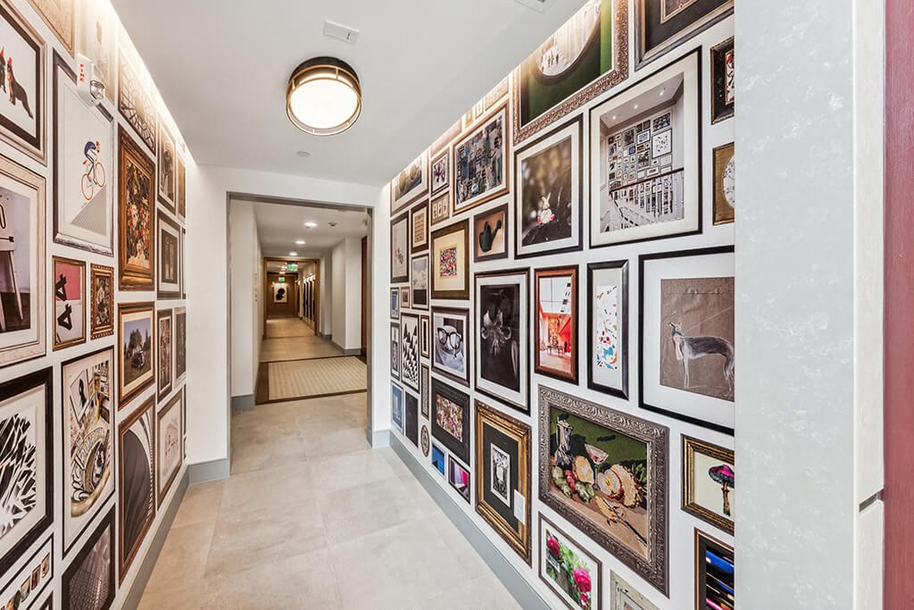 Gallery hallway at 333 Ellington Apartments in Gaithersburg MD