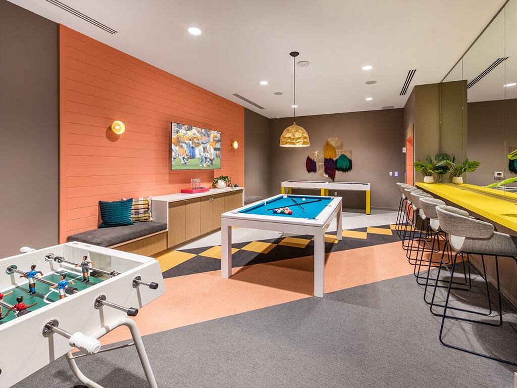 Game Room with foosball and billiards at Embark Apartments in Fremont CA