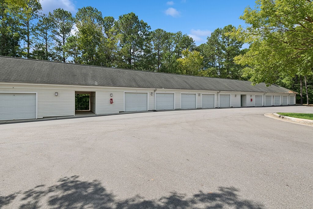 Garages at Falls Pointe at the Park Apartments in Durham NC