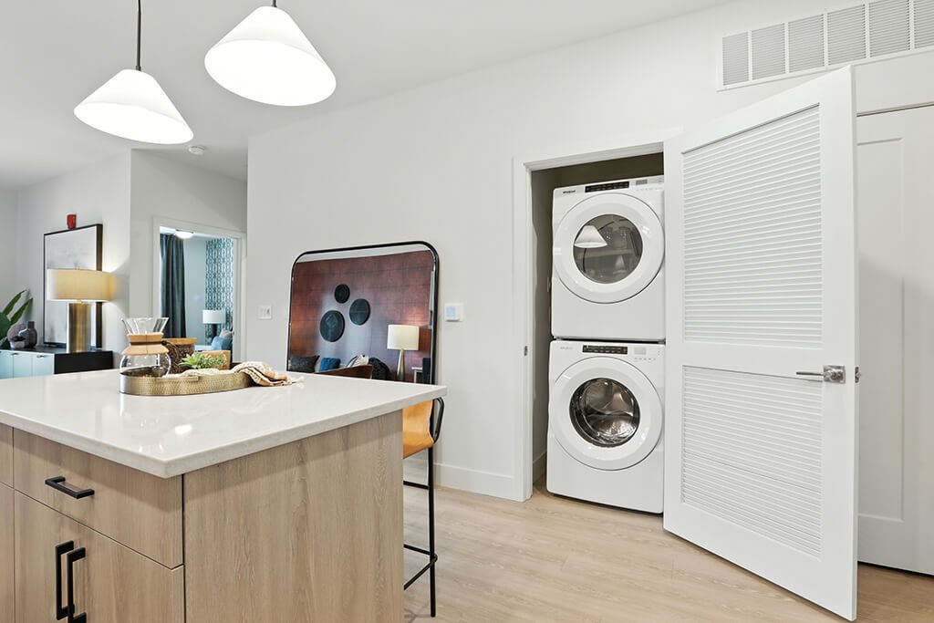 In home washer and dryer at Station 316 Apartments in Woburn MA