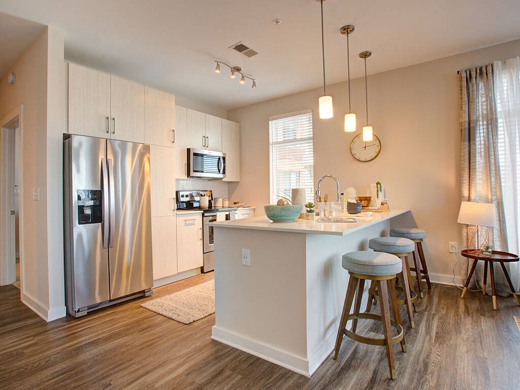 Kitchen Scheme with stainless steel fridge at Caroline Charleston SC