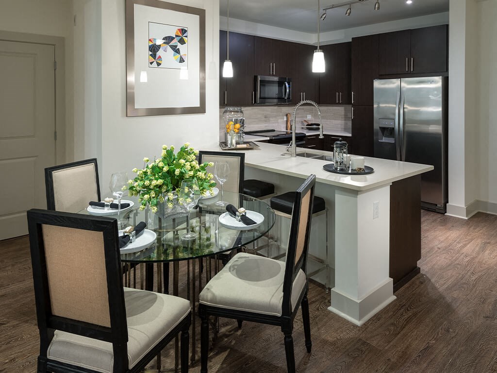 Kitchen and dining room at Cirro King of Prussia Apartments in King of Prussia PA