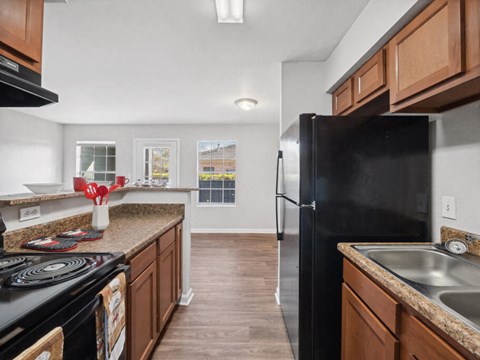 Kitchen cabinets at Forest Creek Apartments in Houston TX