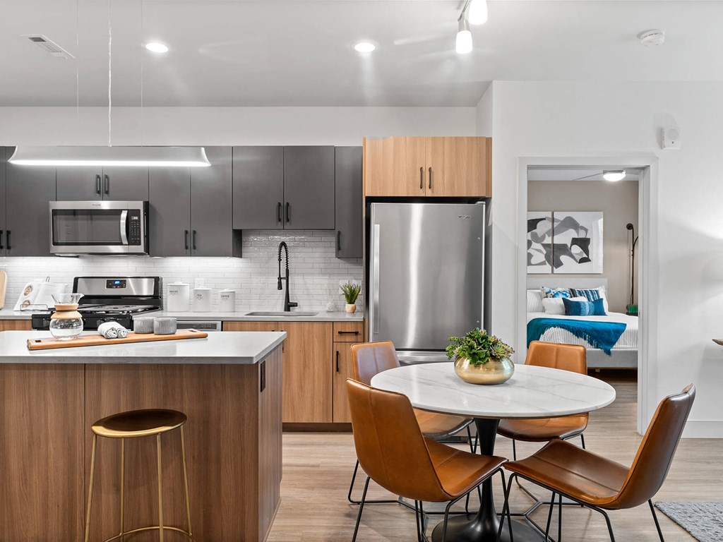 Kitchen and Dining Area at VERO Apartments in Chelsea MA