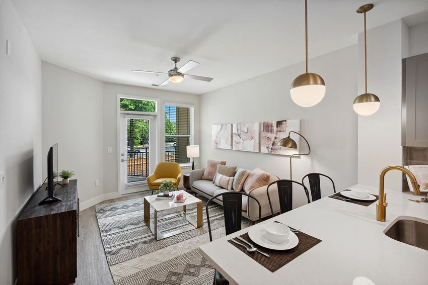 Kitchen and Living Room at The Moxley in Fairfax VA - Photo Gallery