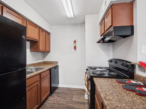 Kitchen cabinets at Forest Creek Apartments in Houston TX