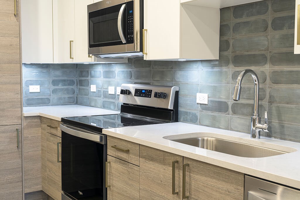 Kitchen counters at Treo Apartments in Fort Lauderdale FL