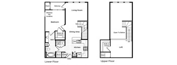 One bedroom lofted floor plan at Westchester at the Pavilions in Waldorf MD