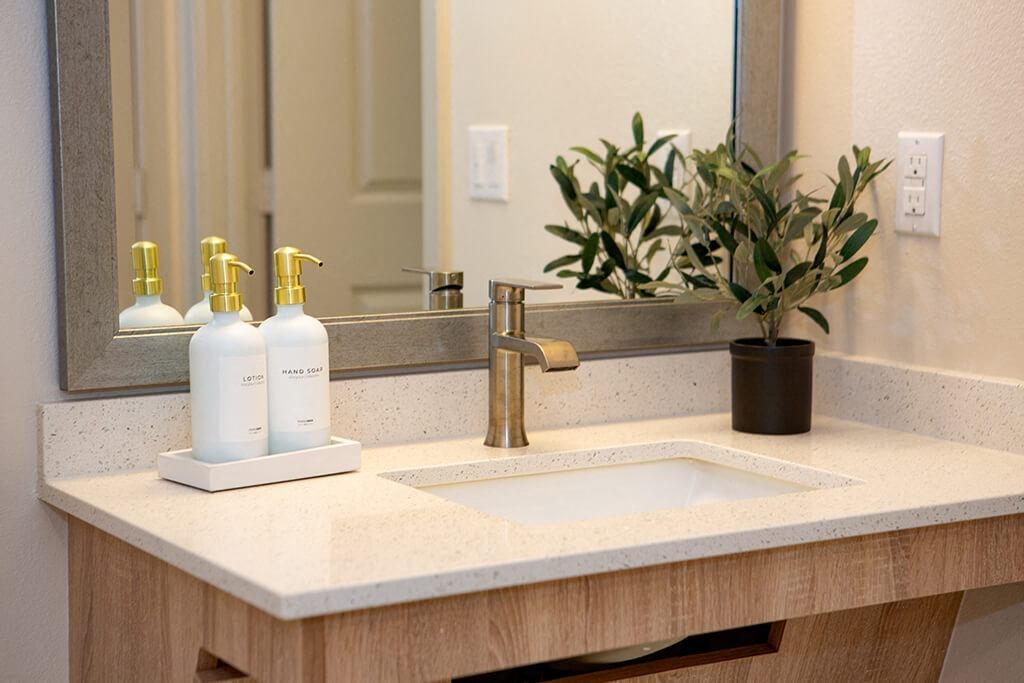 Sparkle Bathroom Vanity at Chroma Apartment Homes in Canoga Park CA