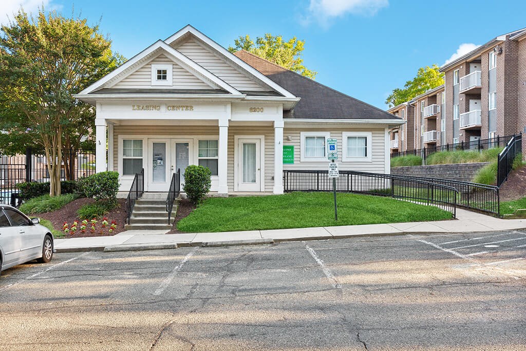 Outside of leasing office at Parklane Apartments in Gaithersburg MD