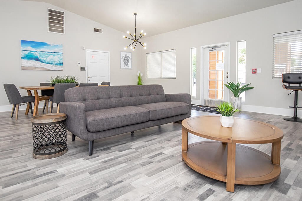 Leasing lobby seating area at Tides at Cheyenne Apartments in Las Vegas NV