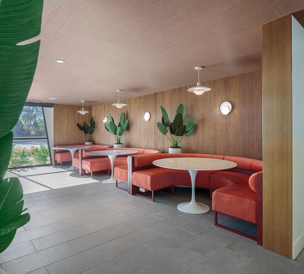 Leasing Lobby Work Booths at Bevel Apartments in San Diego CA