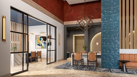 Leasing Lobby at Hawkley Apartments in Milford MA