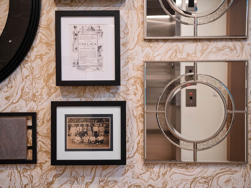 Leasing office decor details at VERO Apartments in Chelsea MA