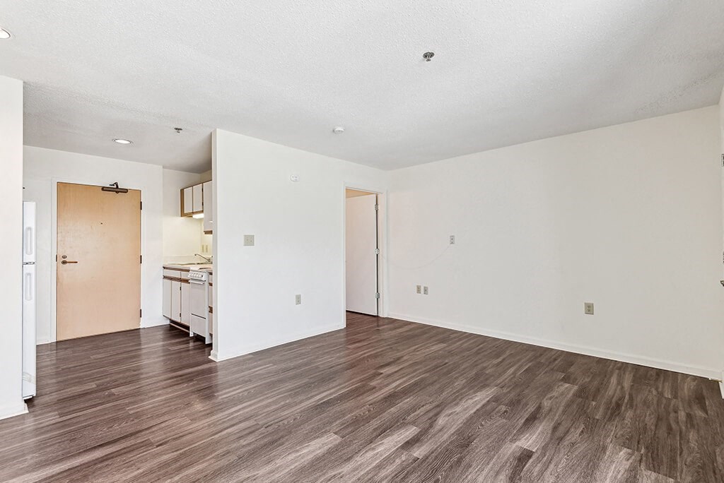 Living Room and Kitchen at Guardian Place in Richmond, VA