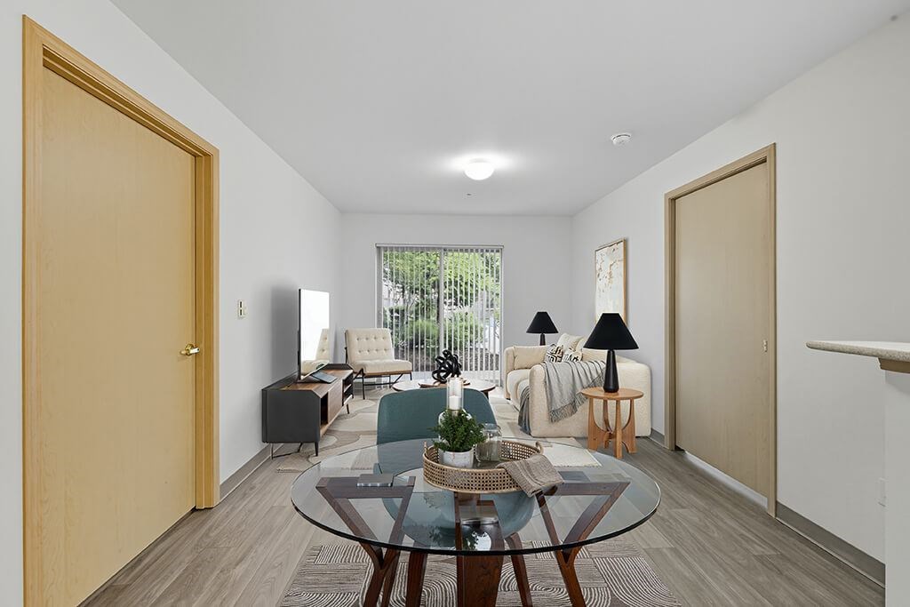 Living room at Alderwood Court in Lynnwood WA
