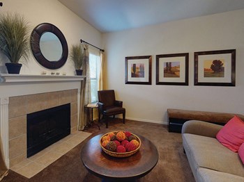 Trivoli Open Space Living Room with Carpeted Floors and Stylish Interior Also Featuring Fireplace - Photo Gallery 3