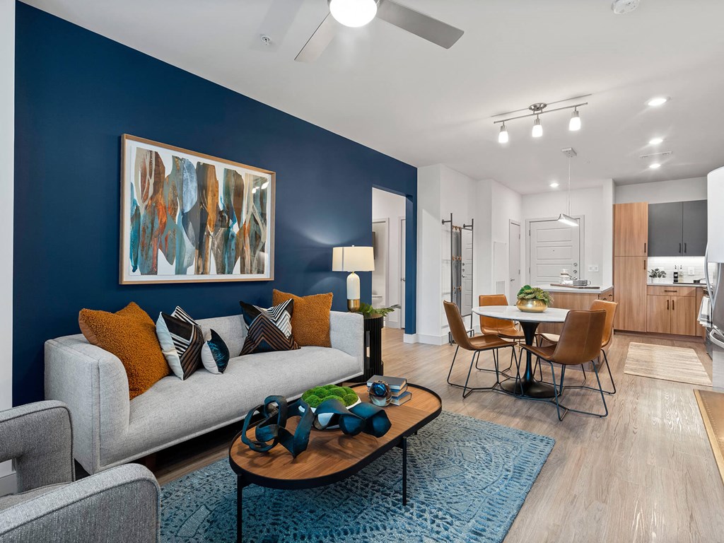 Living Room at VERO Apartments in Chelsea MA