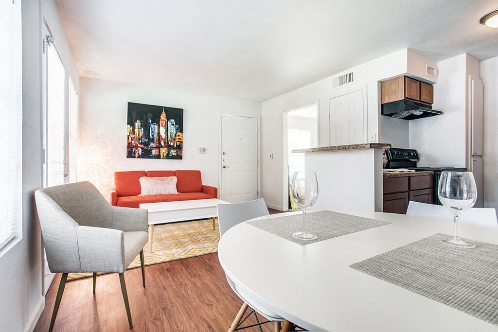 Living room at Forest Creek Apartments in Houston TX