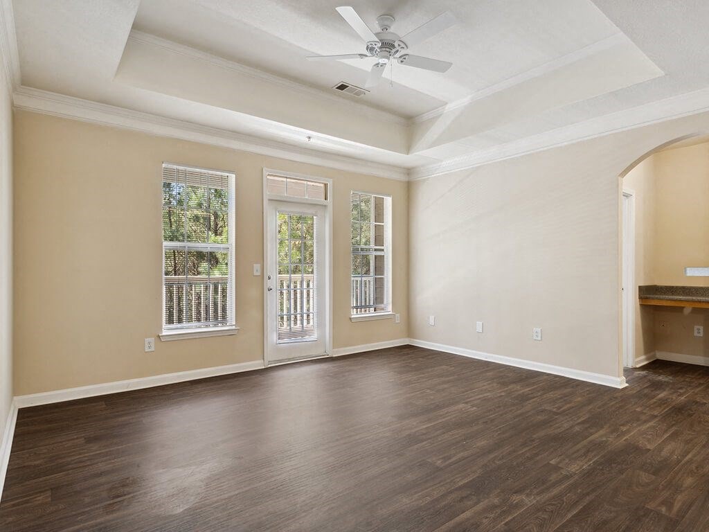 Living room with ceiling fan ush park trail near Lakeside Vista in Kennesaw GA