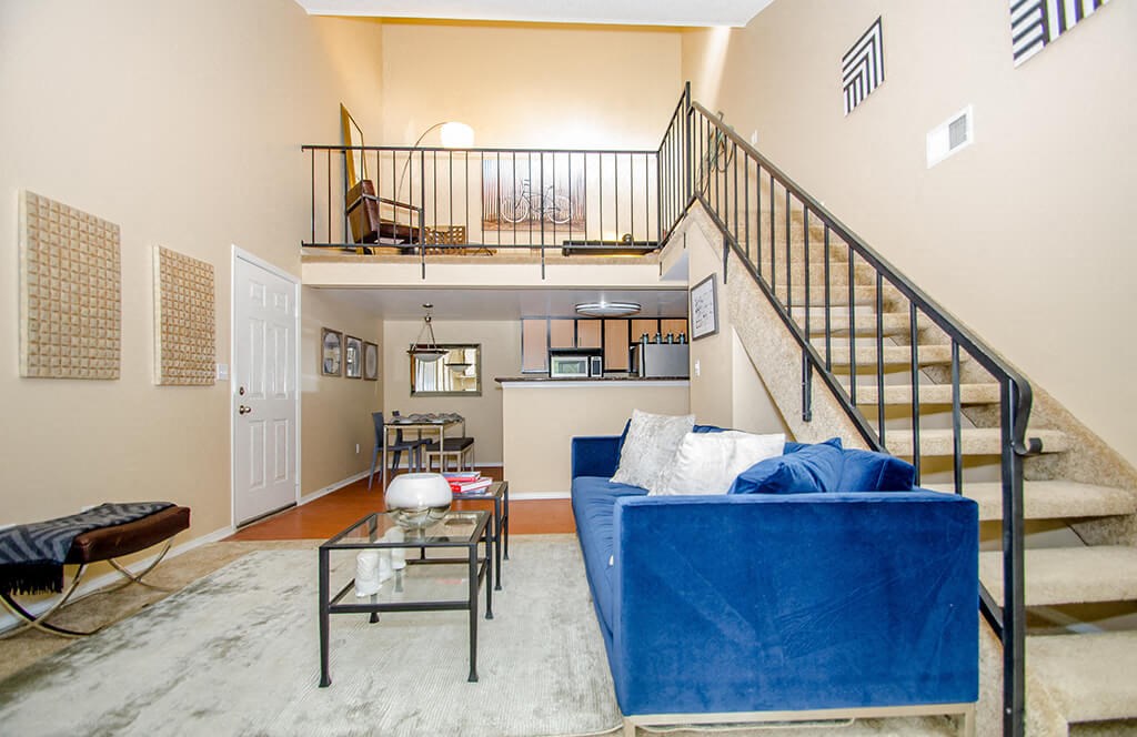 Loft Model Living Room and Loft at Sky Rock Apartments in Longmont CO