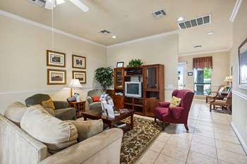 Lounge seating area with television at Parkway Senior Apartments in Pasadena TX - Photo Gallery 12