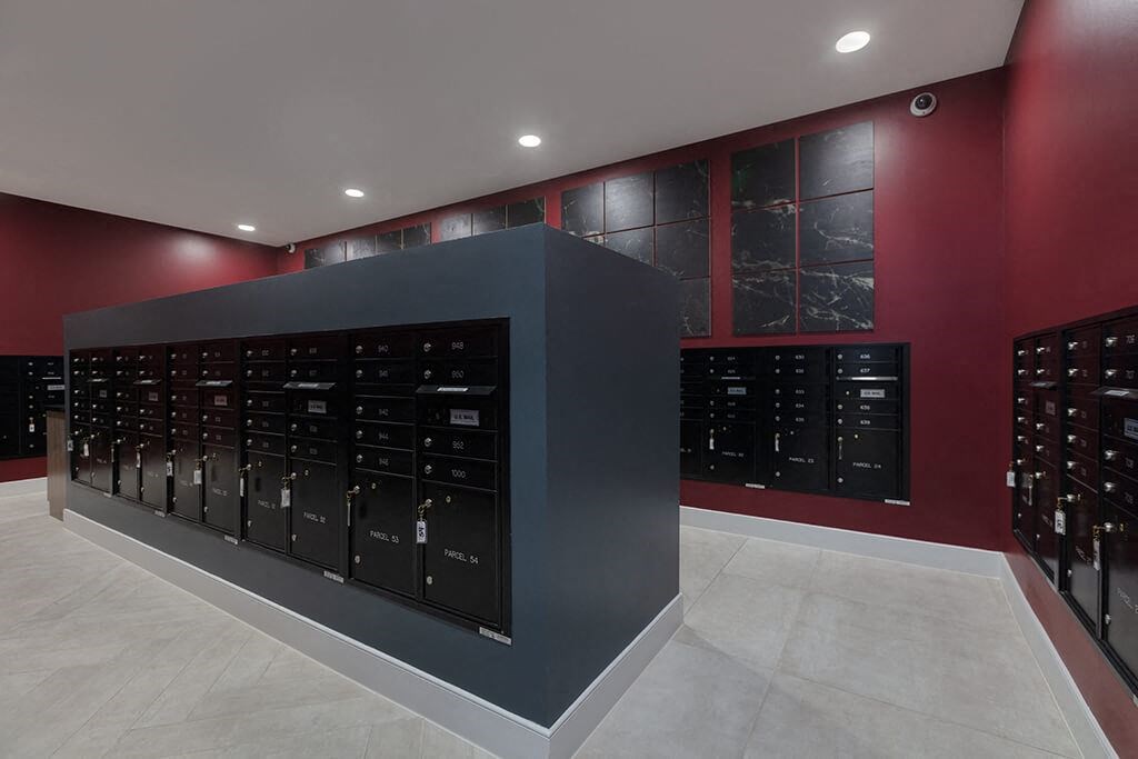 Mail Room at 1810 Main Apartments in Houston TX