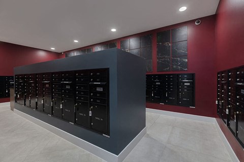 Mail Room at 1810 Main Apartments in Houston TX