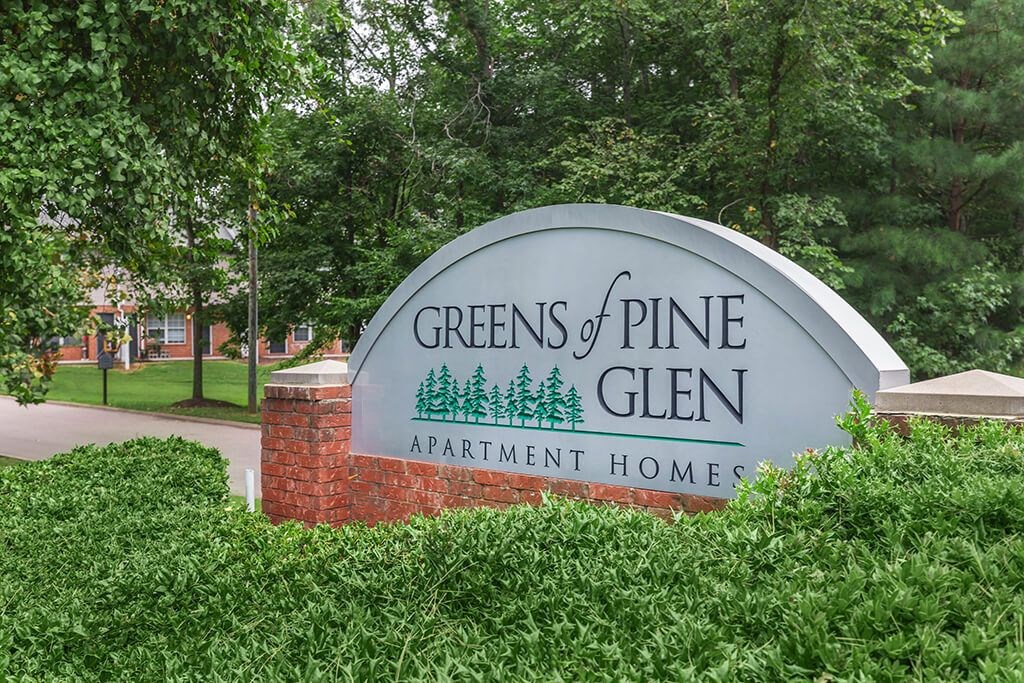 Exterior sign at Greens of Pine Glen in Durham NC