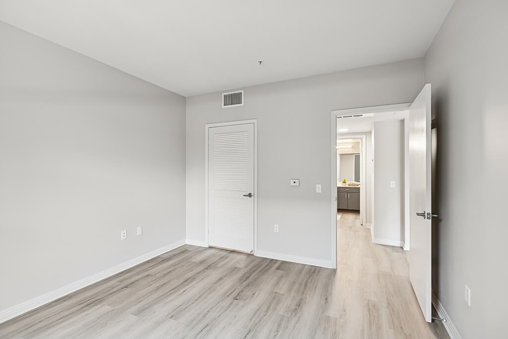 Renovated bedroom at Haven at Del Mar Station in Pasadena CA