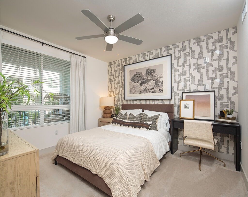 Model Ash Design Package Bedroom at The Wylden Apartments in Los Angeles CA