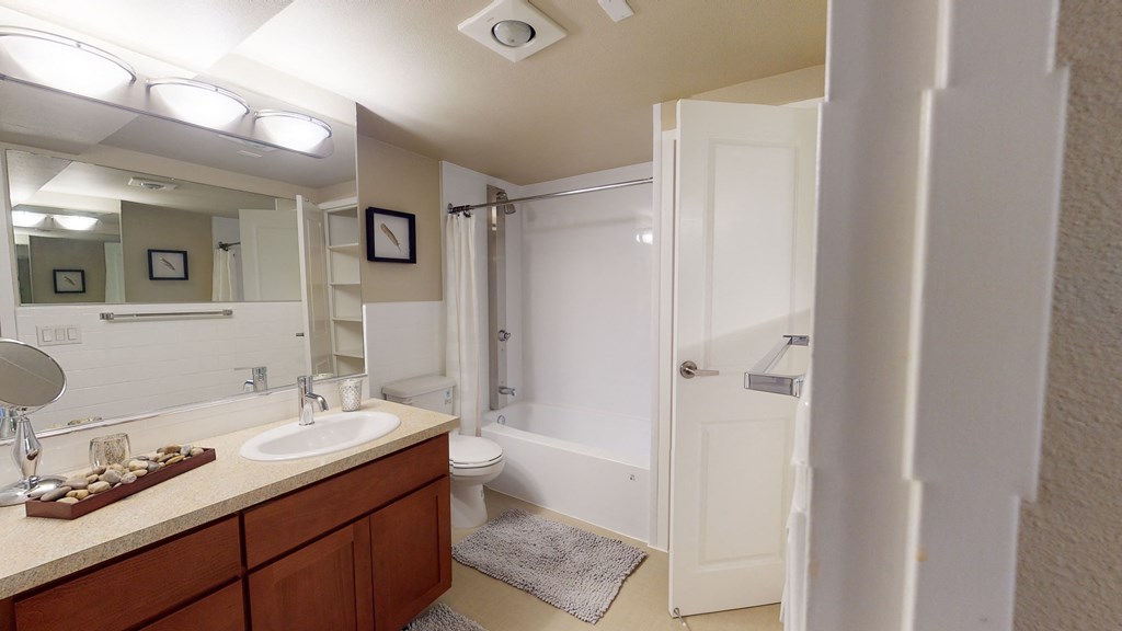 Model Bathroom at 735 St Clair Apartments in Portland OR