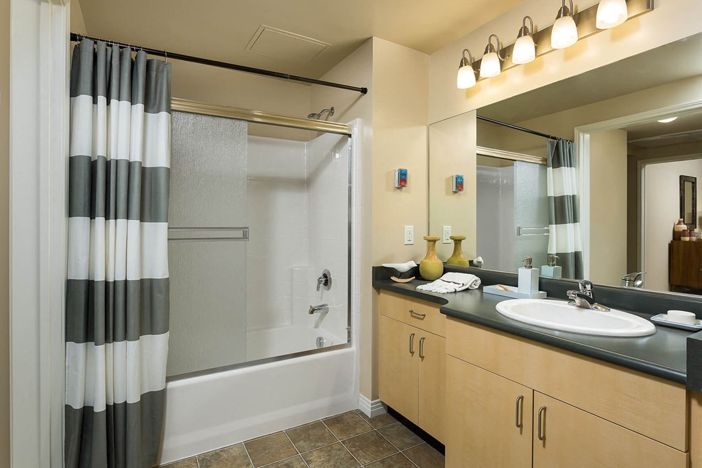 Model Bathroom at Haven at Del Mar Station Apartments in Pasadena CA