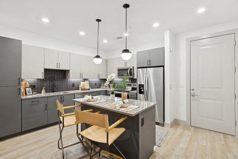 Model kitchen at Luca Apartments in Austin TX