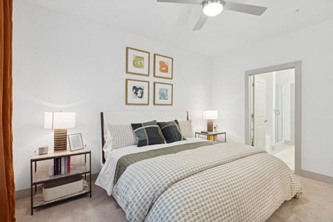 Primary bedroom at Luca Apartments in Austin TX