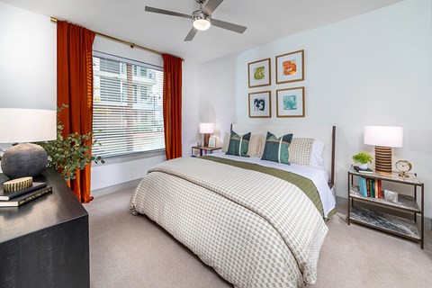 Model bedroom at Luca Apartments in Austin TX