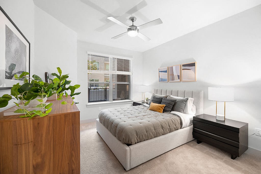 Model Concrete Design Package Bedroom at East Bend Apartments in Houston TX