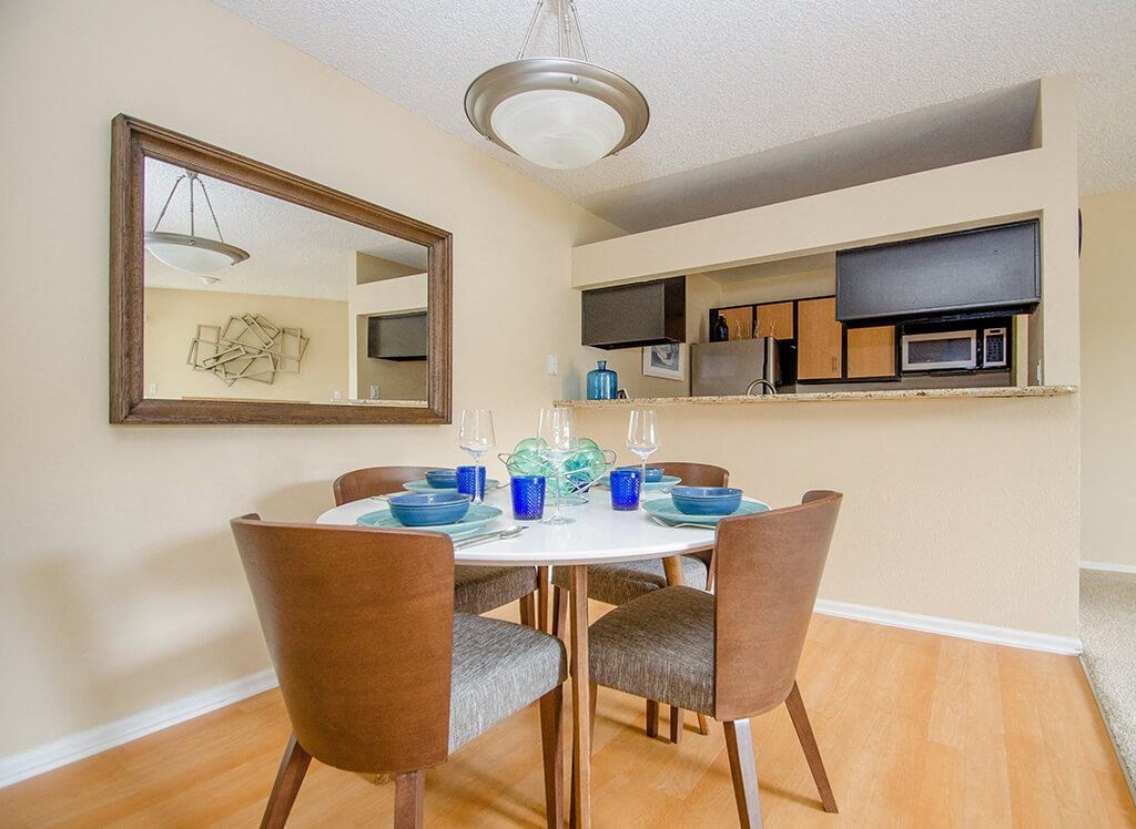 Model Dining Area at Rock Peak on Sunset Apartments in Longmont CO