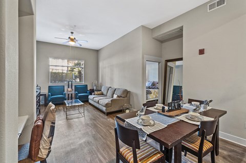 Model Dining Room and Living Room at Town Center Apartments in Santa Clarita CA