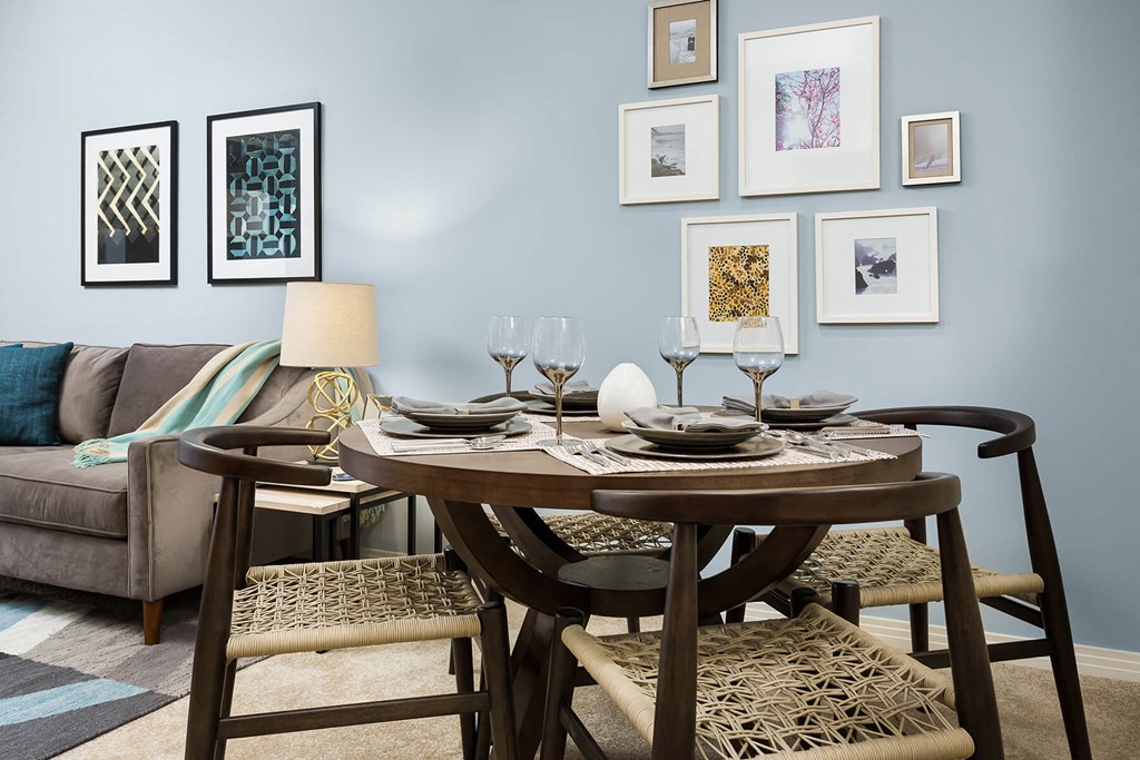 Model Dining Room at Haven at Del Mar Station Apartments in Pasadena CA
