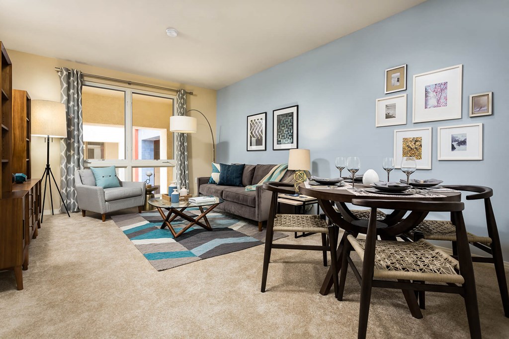 Model Dining and Living Room at Haven at Del Mar Station Apartments in Pasadena CA