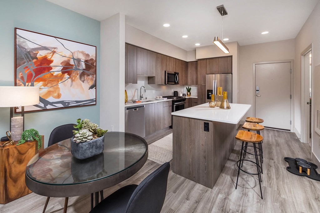 Kitchen with island seating Kitchen at Aspect at Totem Lake Apartments in Kirkland WA