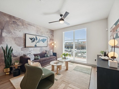 Model Geometric Design Package Living Room Heights at 1520 Apartments in Houston TX