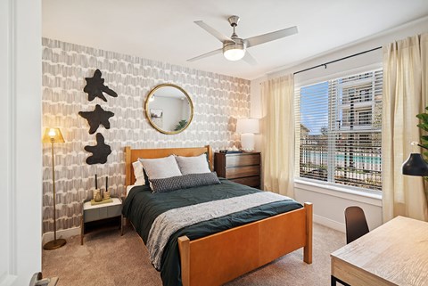 Model Kale Design Package Primary Bedroom at Cala Apartments in Austin TX